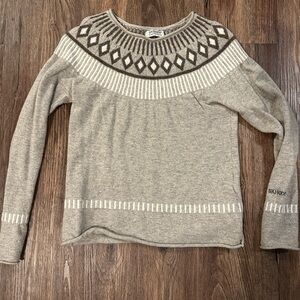 Skhoop Women's Tan and Brown Crew Neck Sweater